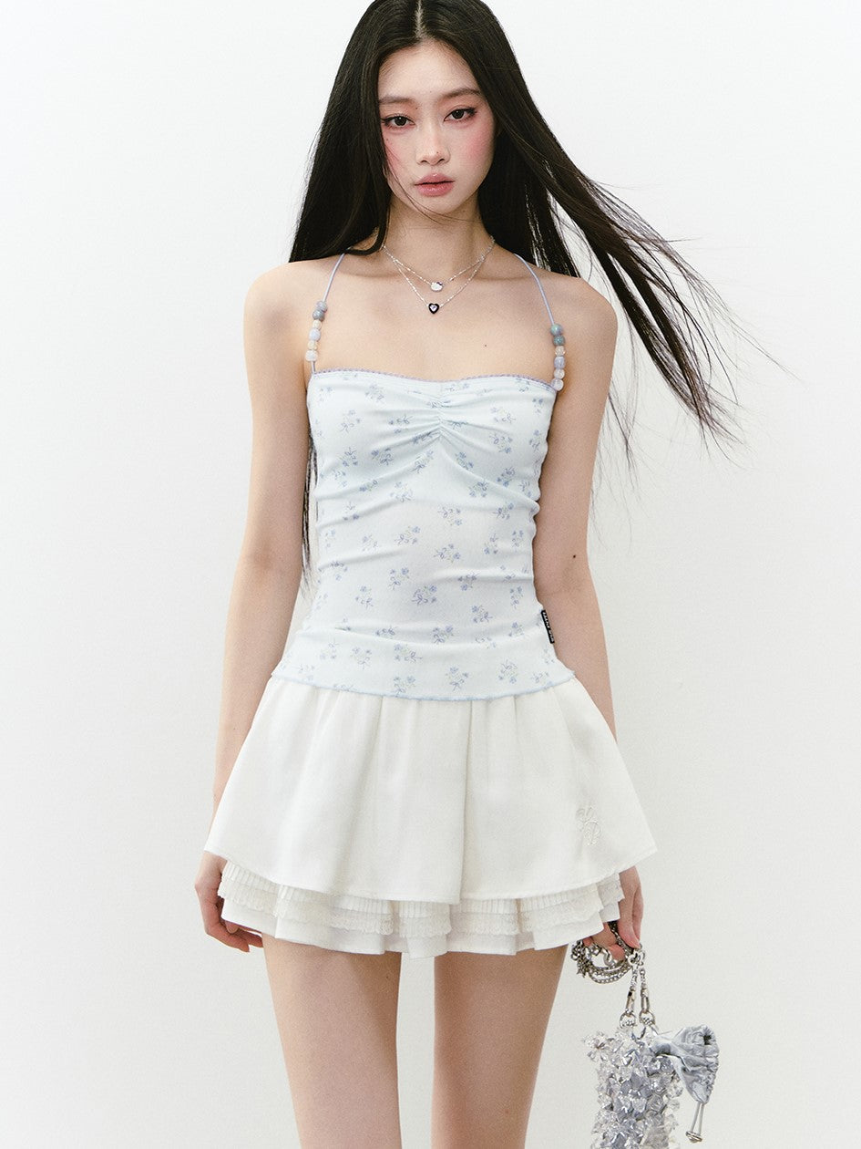 Beaded Straps Floral Camisole VIA0252