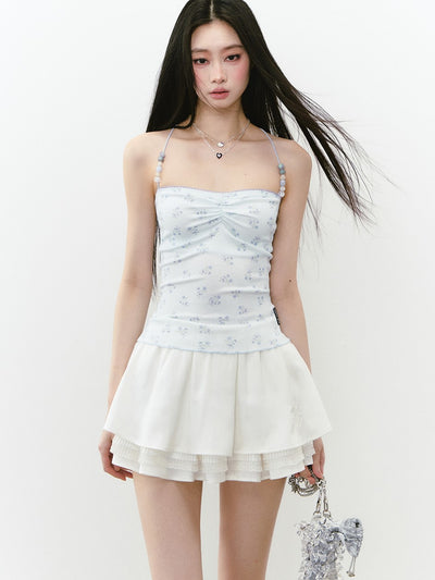 Beaded Straps Floral Camisole VIA0252