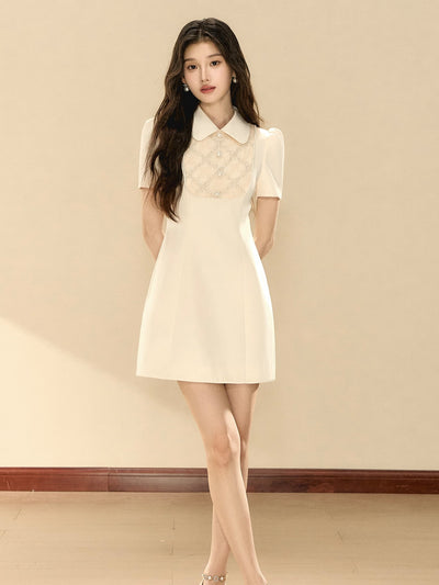Lace Puff Sleeve A-line Dress OSH0132