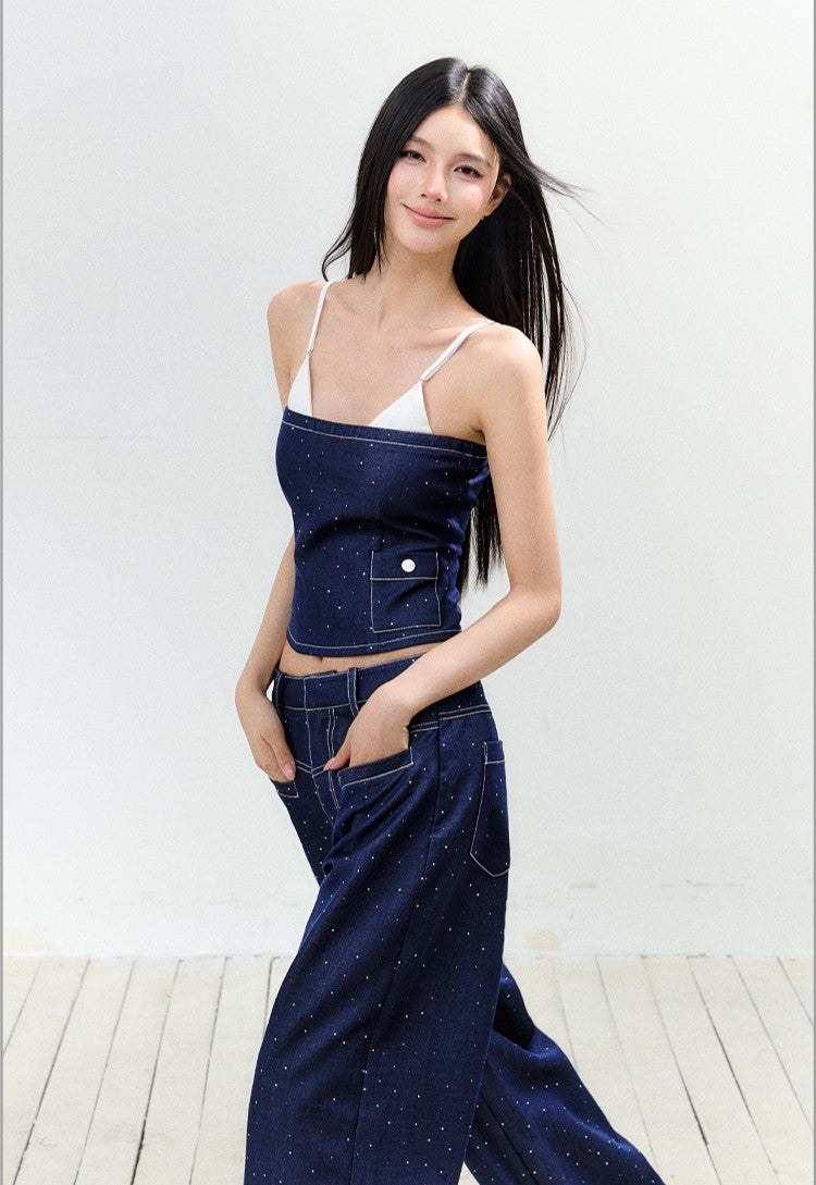 Diamond Suspender Top/Denim Pants AGM0158