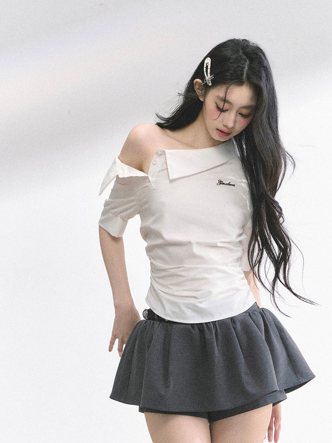 High-end French off-shoulder Shirt DIA0505