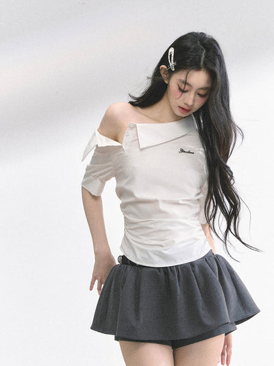 High-end French off-shoulder Shirt DIA0505