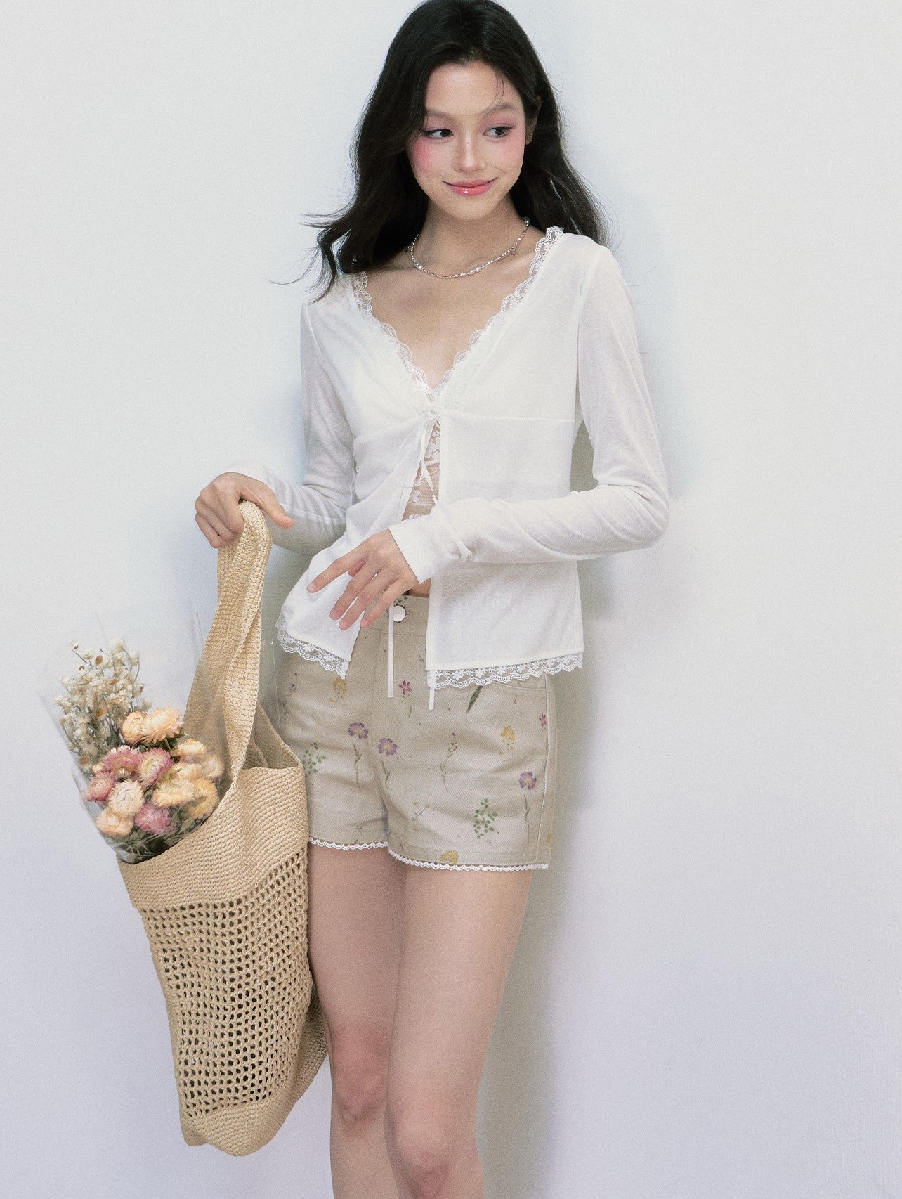 Sunscreen Cardigan/Versatile Lace Camisole FRA0392