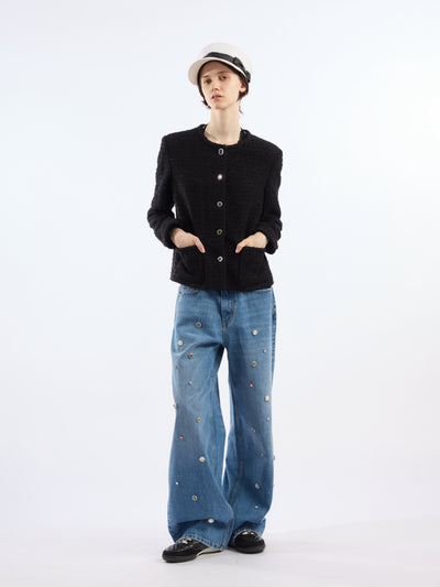 Jewel-embellished Loose Straight Jeans AOA0038
