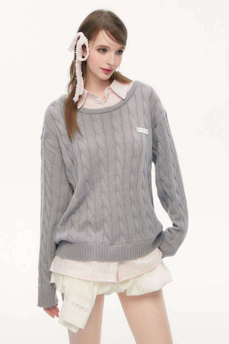 Fake Two-piece Casual Shirt Sweater SPE0078