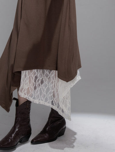White Milk Coffee Contrast Top+Skirt COT0359