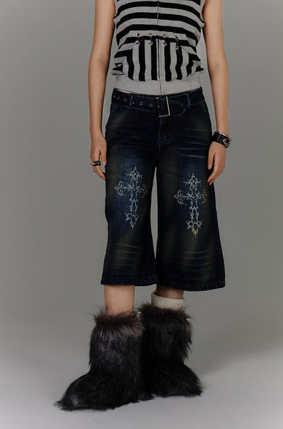 American Retro Cross Design Jeans KIN0140