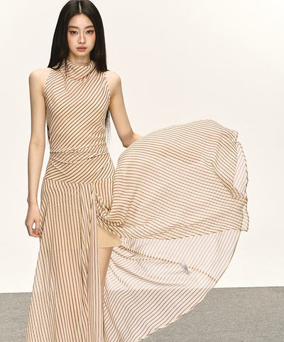 Georgette Striped Slit Long Dress ANA0031