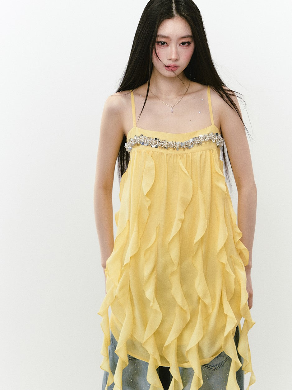 Beaded Flowing Sling Dress VIA0251