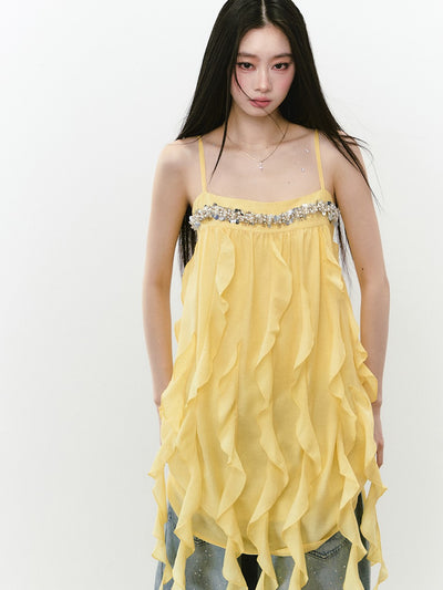 Beaded Flowing Sling Dress VIA0251