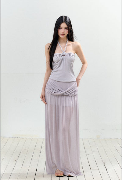 Braided Halter Top/Twisted Maxi Skirt AGM0156