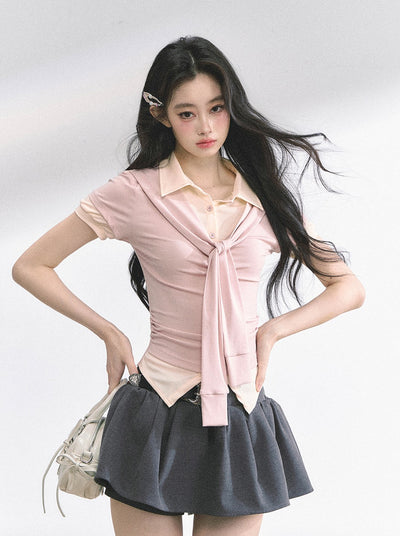 Straight Shoulder Short-sleeved T-shirt DIA0483
