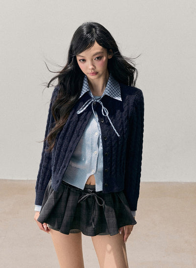 Plaid Shirt Collar Faux Two-Piece Sweater DIA0722