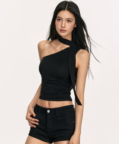 Layer Asymmetrical Oblique Shoulder Top ANA0007
