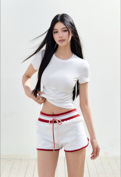 Lace Hollow Short-sleeved T-shirt/Shorts AGM0157