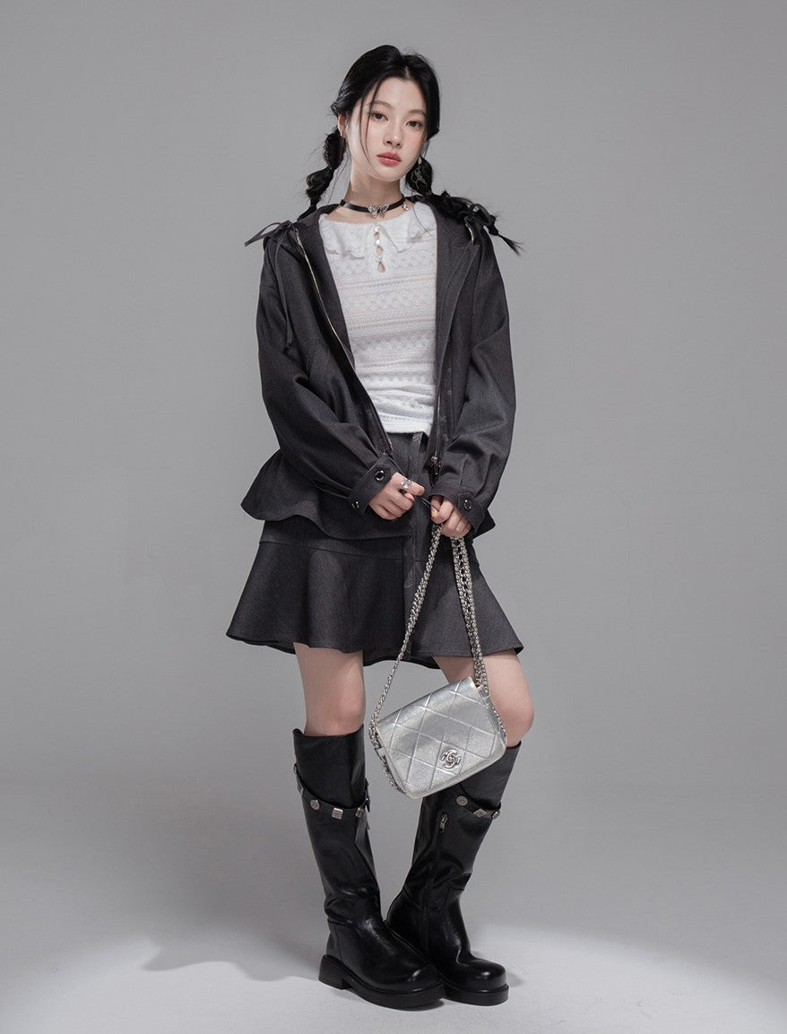 White Lotus Leaf Hollow Collar Sweater COT0348
