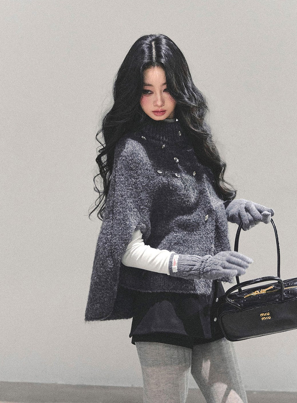 French-style Knitted Cape Cardigan DIA0689