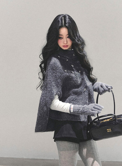 French-style Knitted Cape Cardigan DIA0689