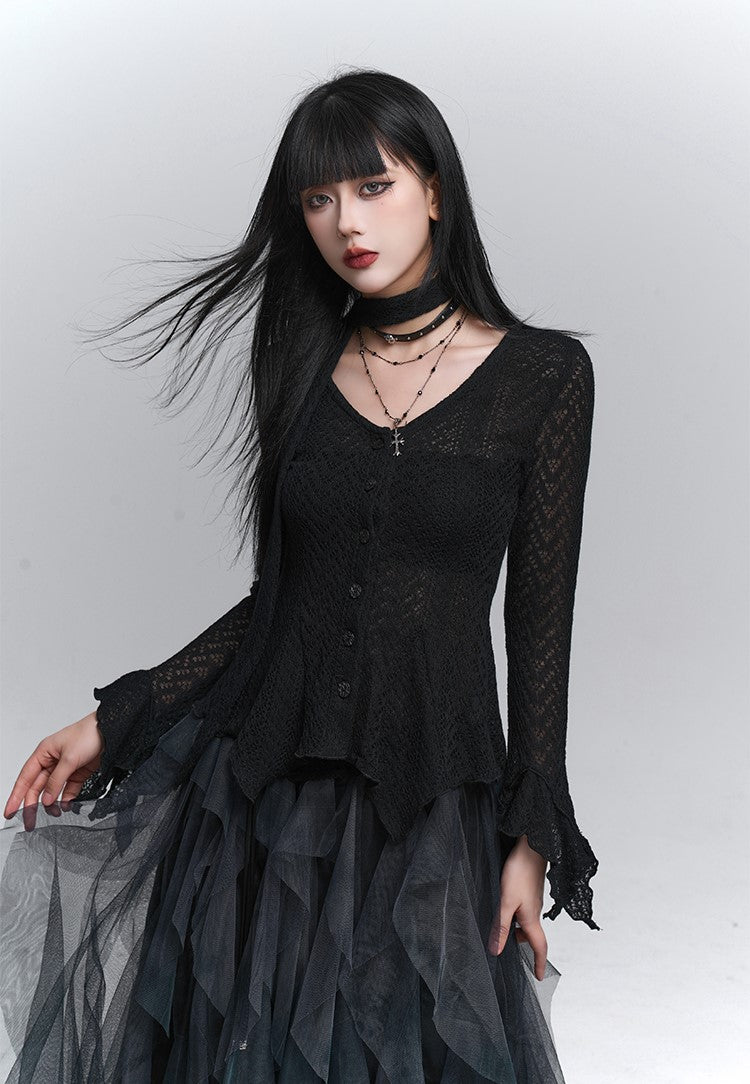 Long-Sleeved Knited Thin Cardigan LAD0232