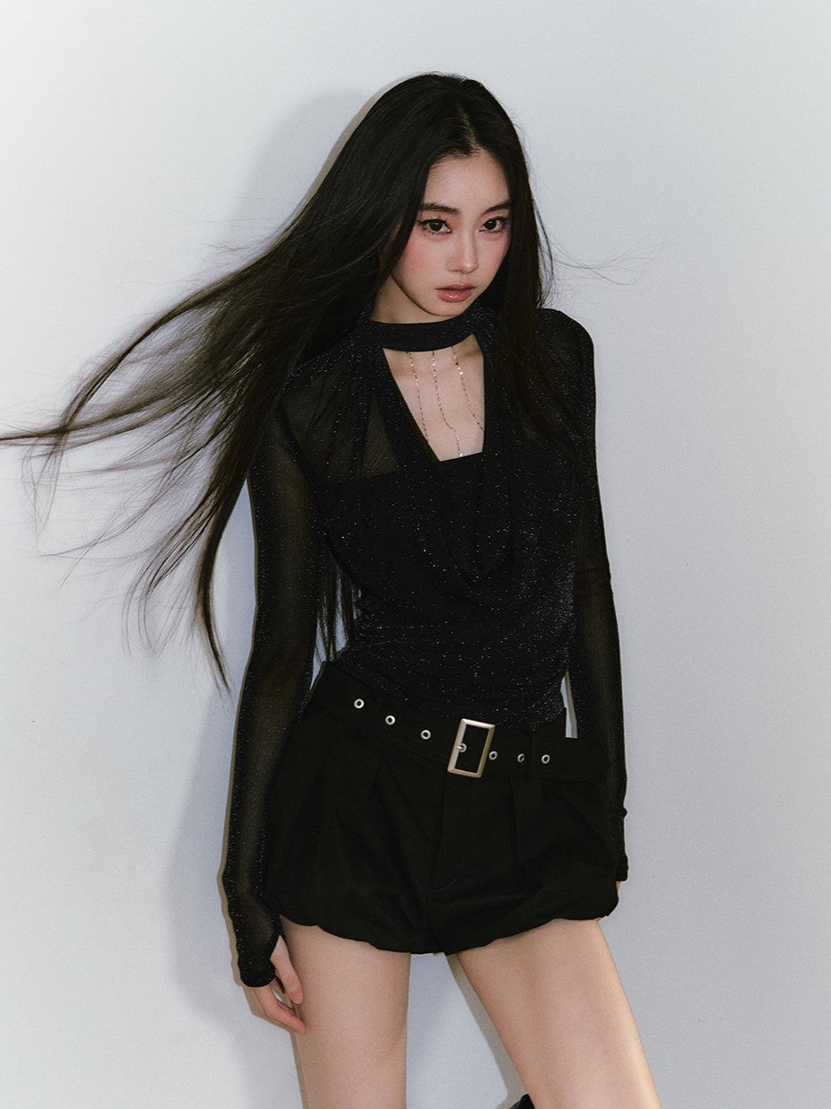Chain Halter Choker Swing Collar Top VIA0333
