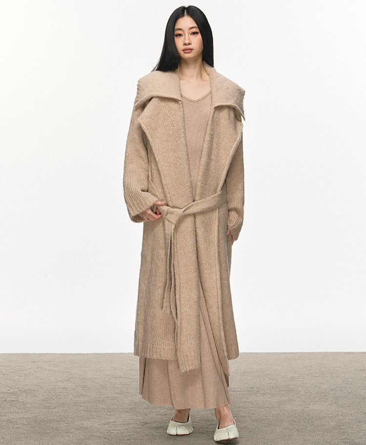 Lazy Style Knitted Belt Long Cardigan ANA0103