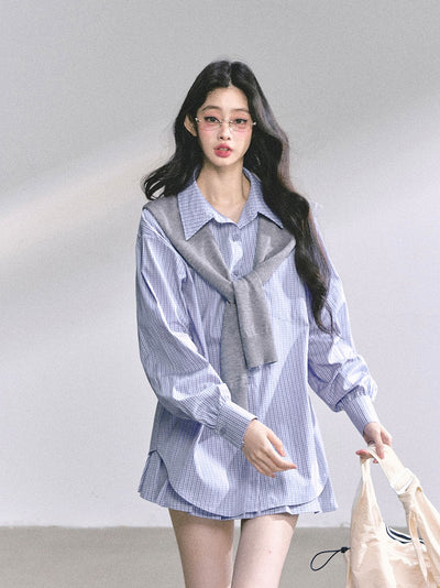 Plaid Long Shirt/Short Skirt DIA0555