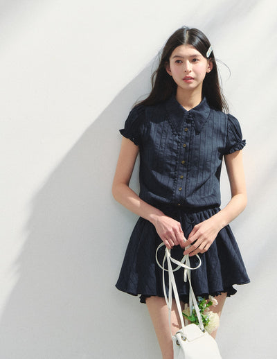 Navy Short Sleeve Shirt Dress SUN0145