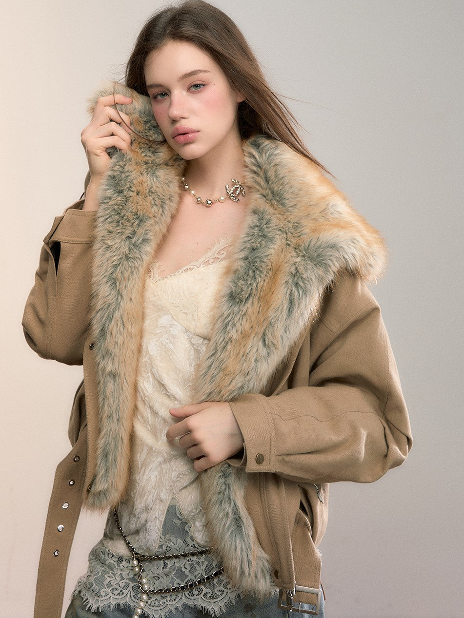 Gradient Fur-lined Reversible Coat VIA0354
