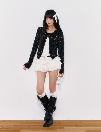 Black Polka Dot Thin Cardigan WEE0049