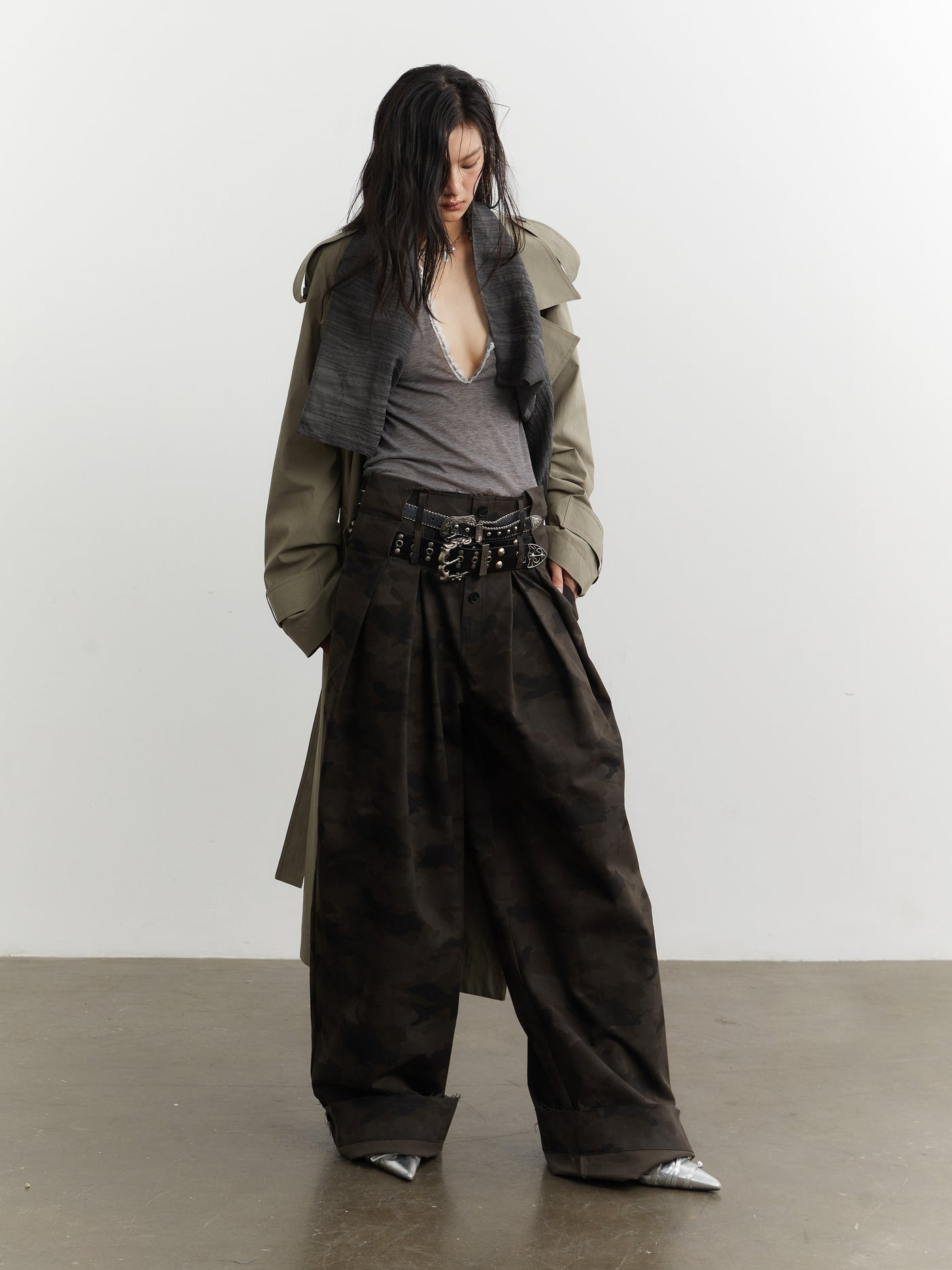 Double Waist Wide Casual Pants JNY0253