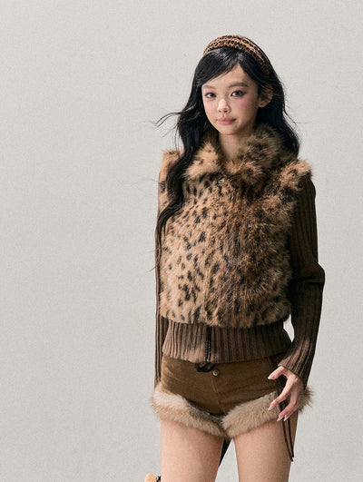 Faux Two-Piece Knitted Fur Jacket DIA0754