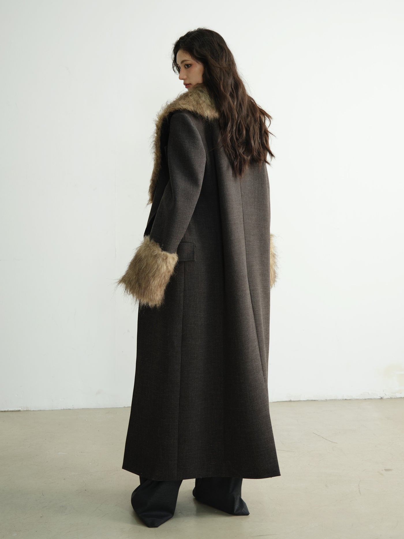 High-intelligence Detachable Fur Collar Super Long Suit Coat JNY0195