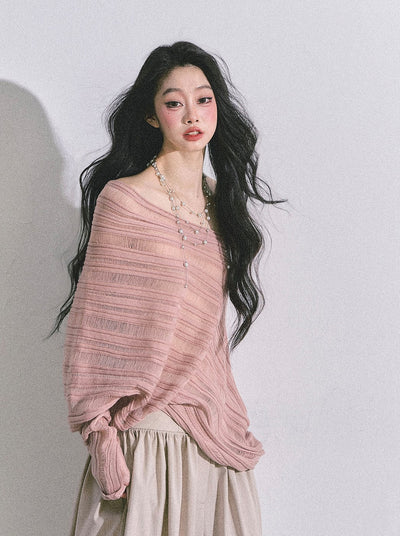 Oblique Shoulder Loose Sweater DIA0597
