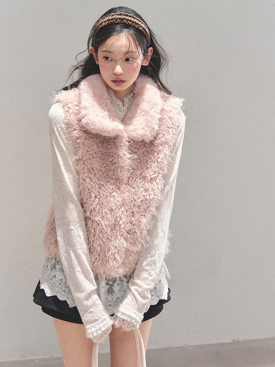 Pink Reversible Faux Fur Vest Jacket DIA0720