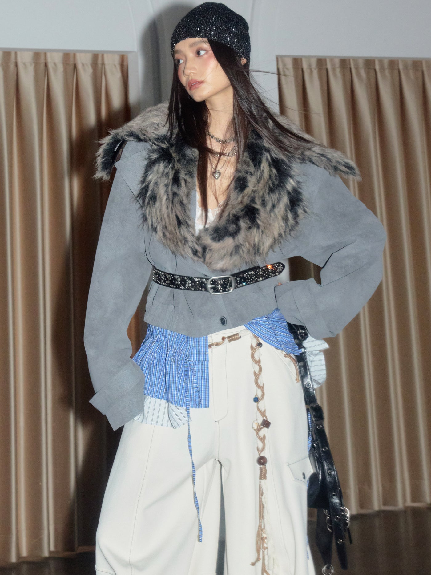 Faux Two-Piece Detachable Hem Jacket JNY0271