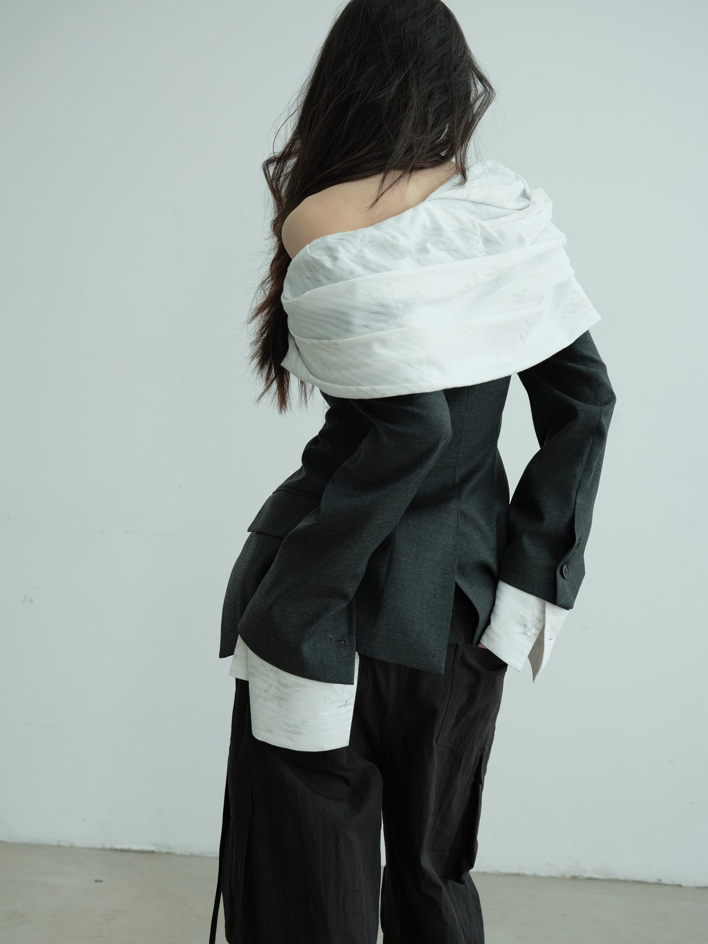 Off-shoulder Fake Two-piece Suit Jacket JNY0218