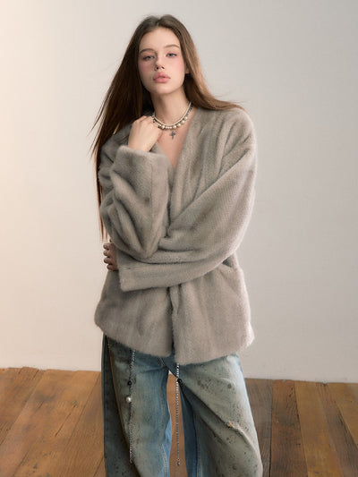 Gradient Fur Large Pocket Coat VIA0350
