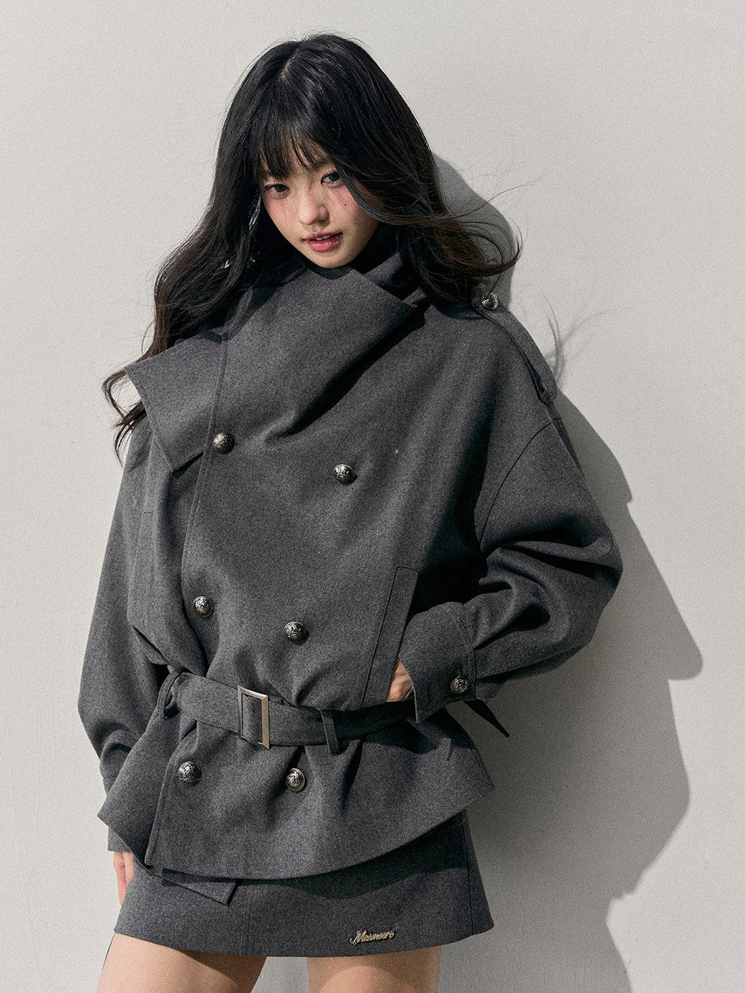 Grey Hepburn Style Belt Coat/Skirt DIA0711