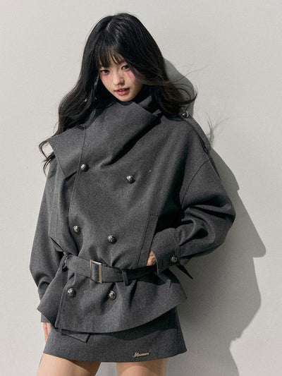 Grey Hepburn Style Belt Coat/Skirt DIA0711