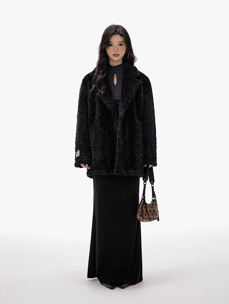 Retro Loose Furry Imitation Lamb Wool Warm Short Coat IMO0085