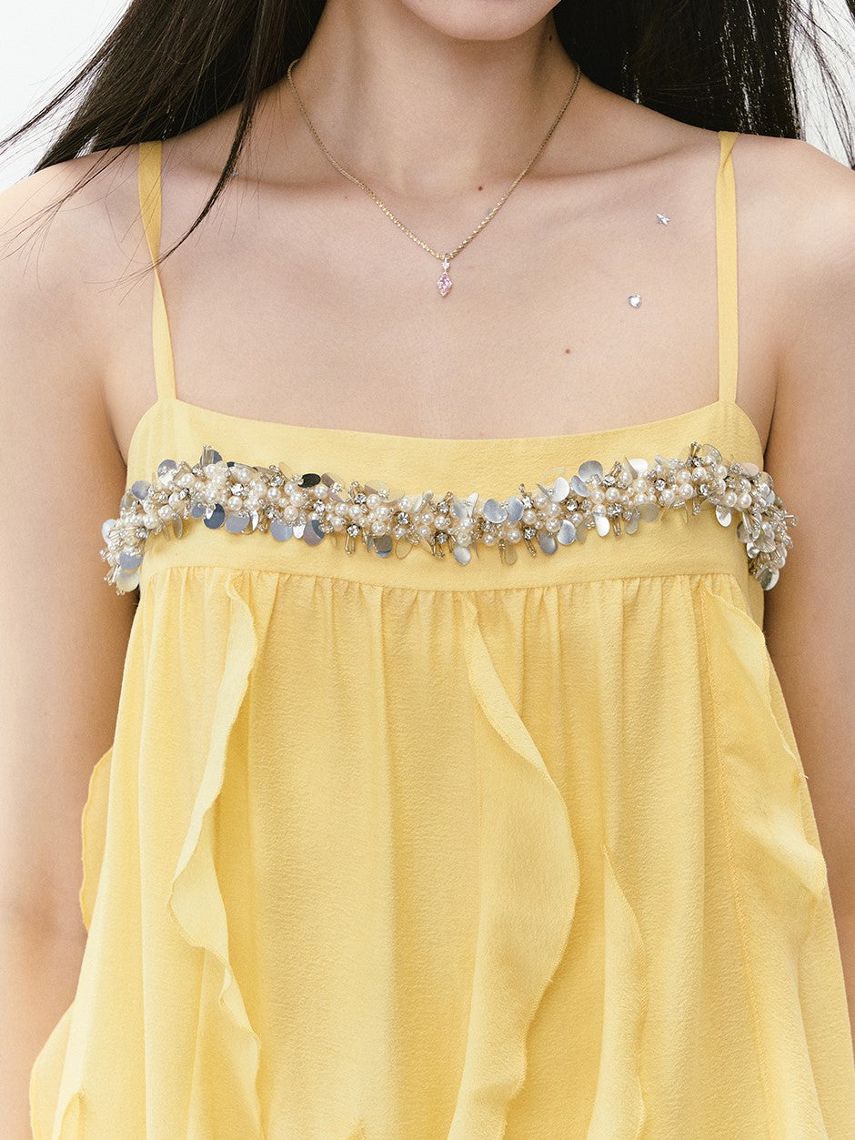 Beaded Flowing Sling Dress VIA0251