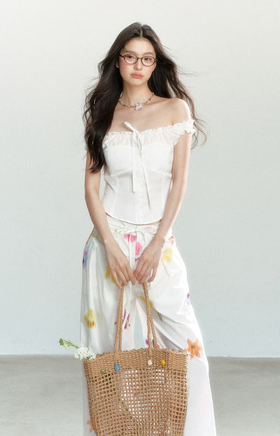 Flower Drawstring Casual Drape Pants SHI0165