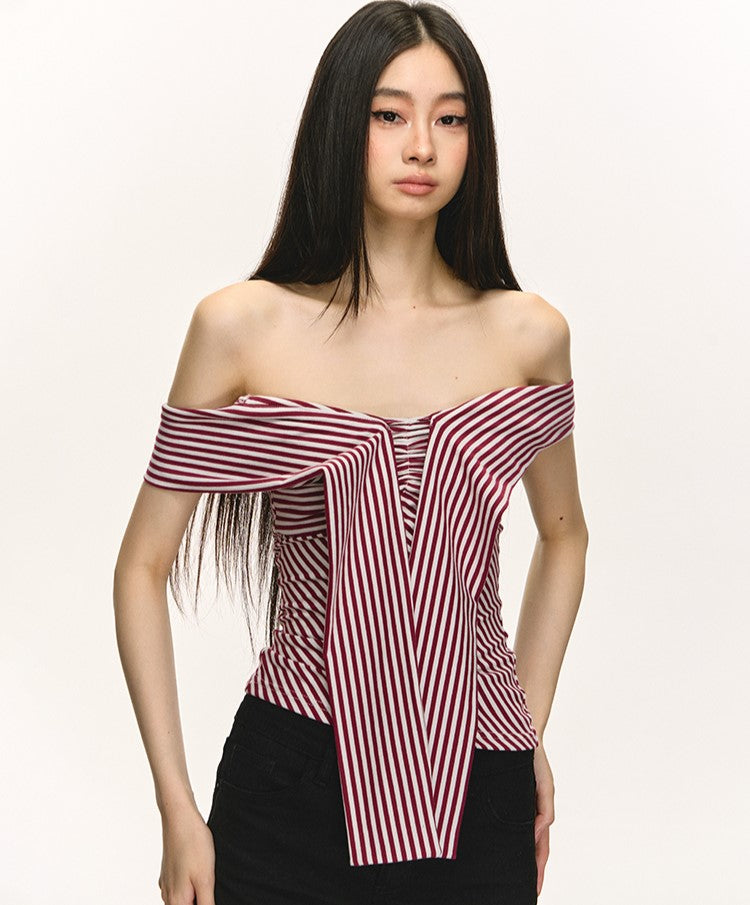 Striped One-shoulder Top ANA0053