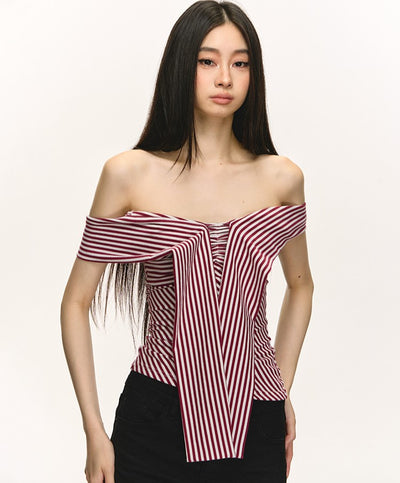 Striped One-shoulder Top ANA0053
