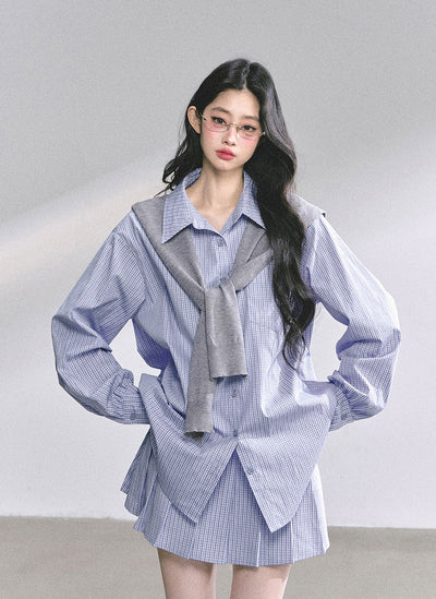 Plaid Long Shirt/Short Skirt DIA0555