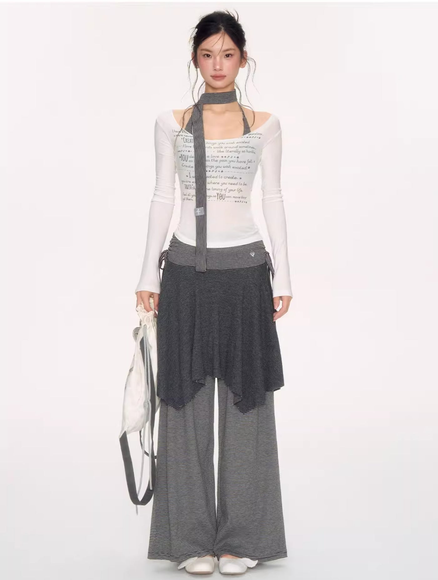 Love Lock Striped Irregular Skirt NEC0226
