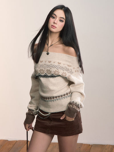 Off-Shoulder Casual Sweater VIA0367