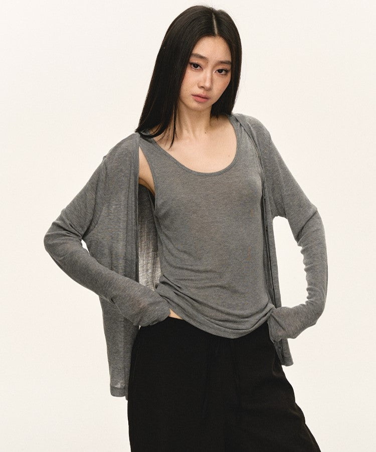 Basic Cardigan/Sleeveless Top ANA0056