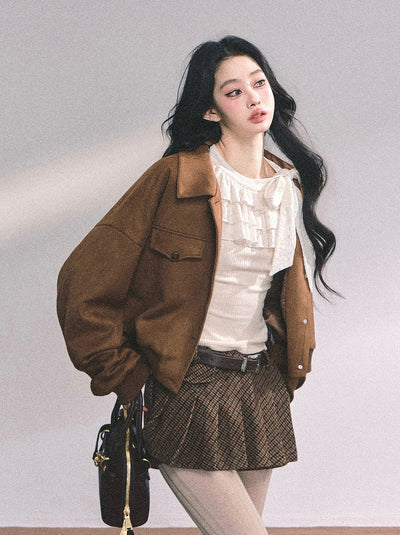 Fake Two-piece Lace Knitted Shirt DIA0657