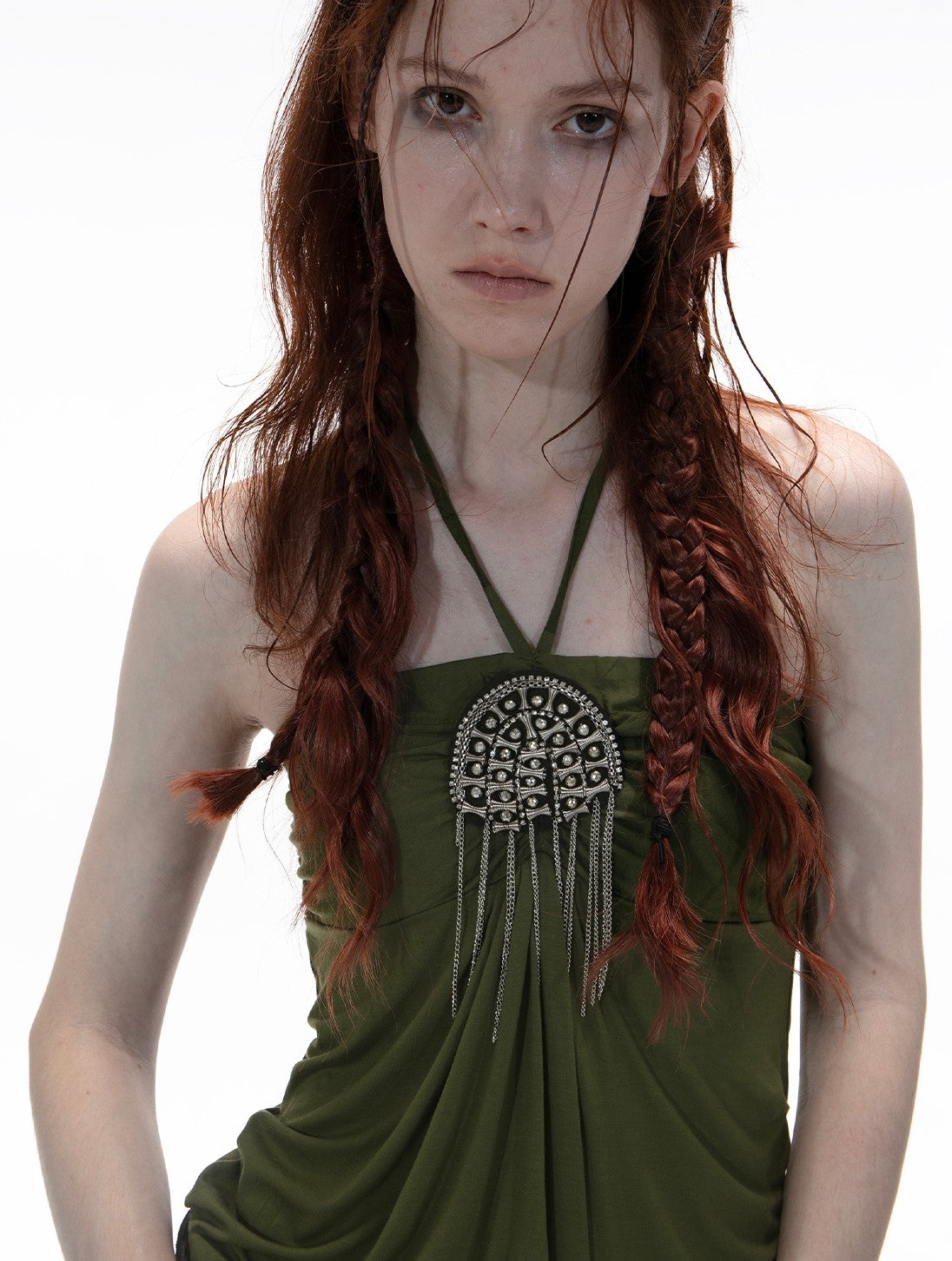 Metal Buckle Decoration Tube Top DOU0136
